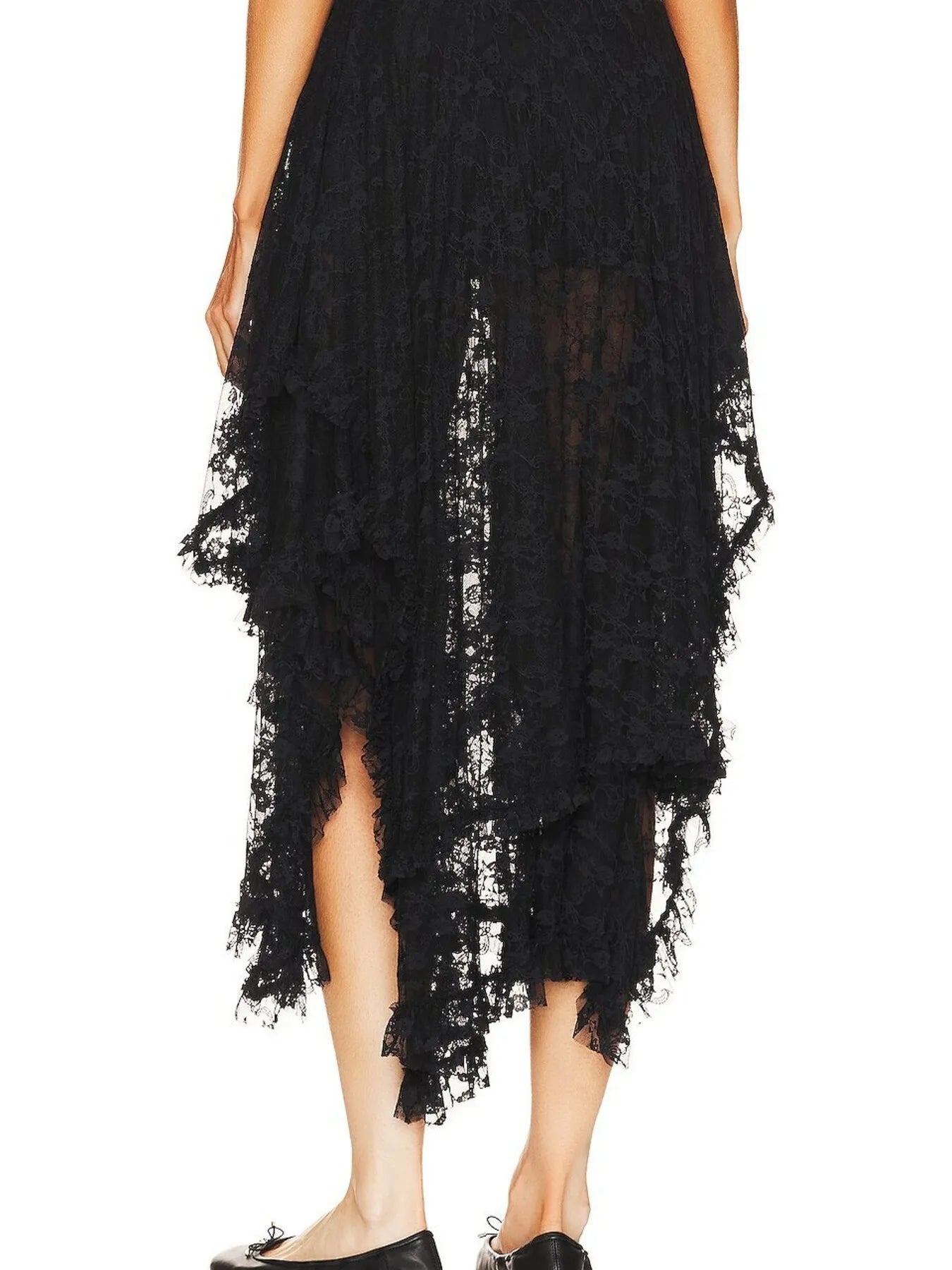 Asymmetrical Lace Midi Skirt - Premium Skirts from Trendsi - Just $41.99! Shop now at Handbags Specialist Headquarter