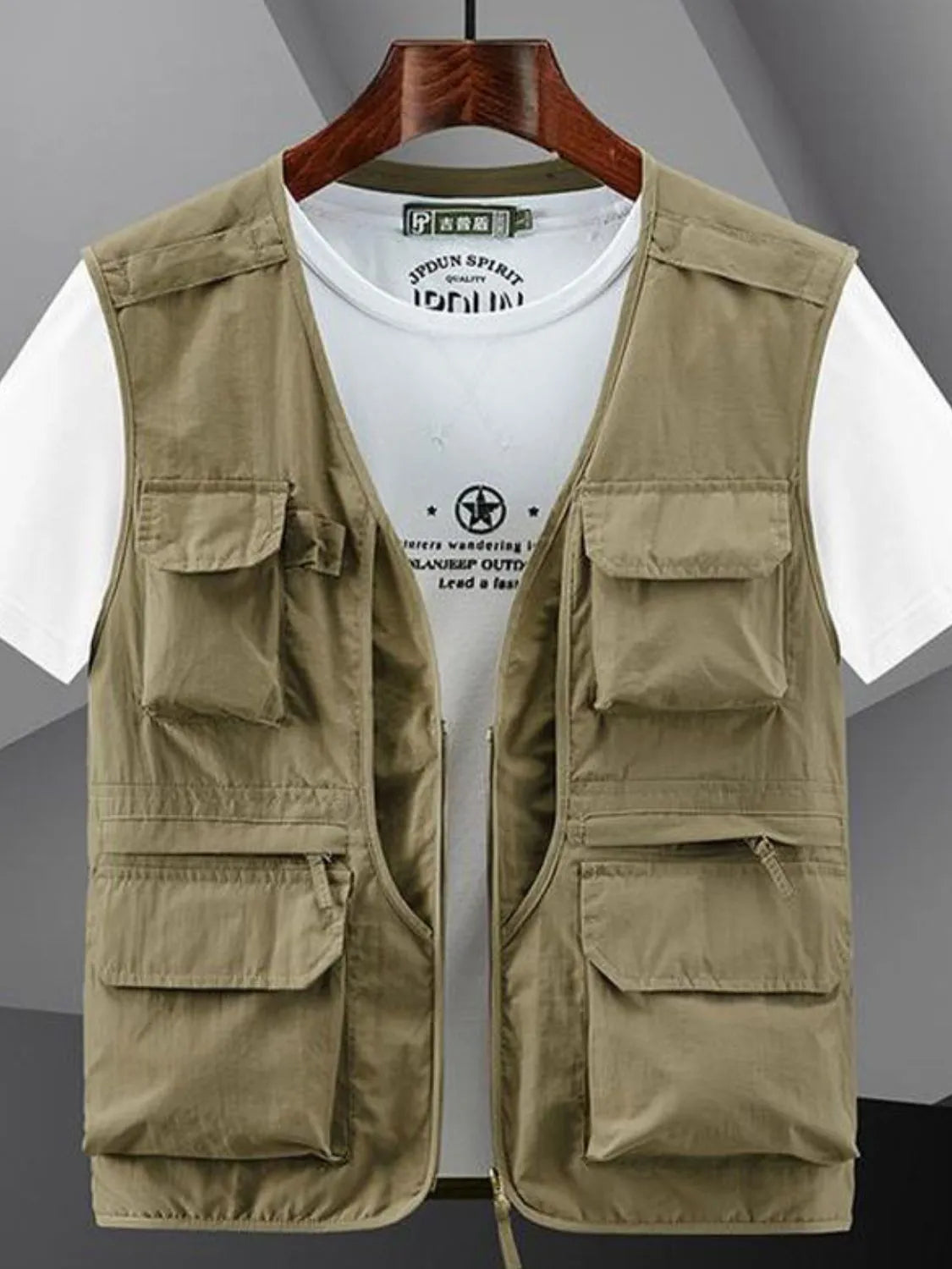 Men's Plus Size Zip Up V-Neck Vest - Premium Men's Zip Up Vest from Trendsi - Just $80.46! Shop now at Handbags Specialist Headquarter