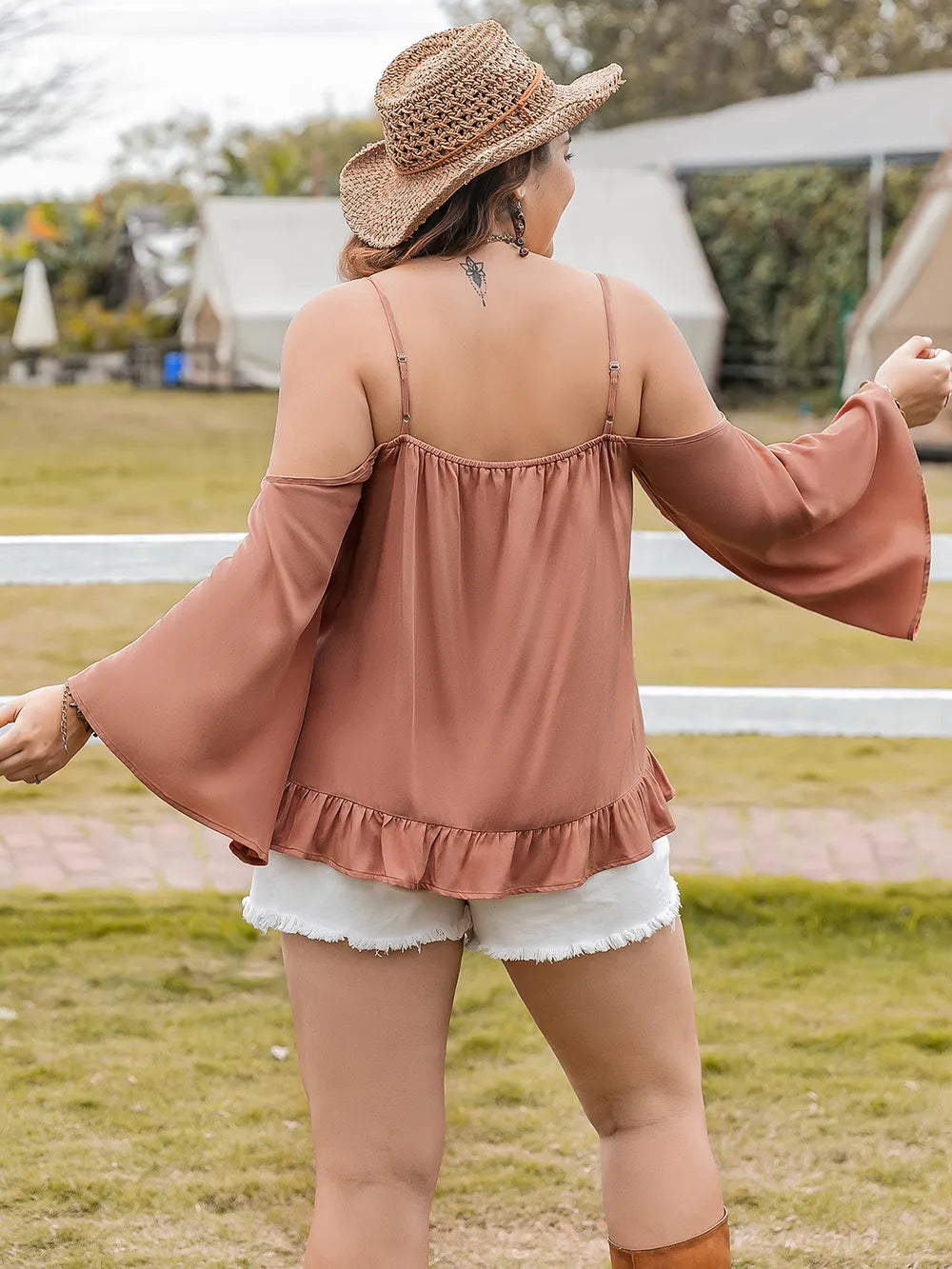 Plus Size Frill Square Neck Long Sleeve Blouse - Premium Plus Size Shirts from Trendsi - Just $30.76! Shop now at Handbags Specialist Headquarter
