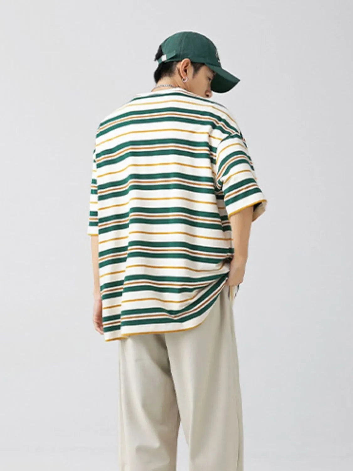 Men's Plus Size Basic style Round Neck Striped T-Shirt - Premium Men's T-Shirt from Trendsi - Just $33.99! Shop now at Handbags Specialist Headquarter