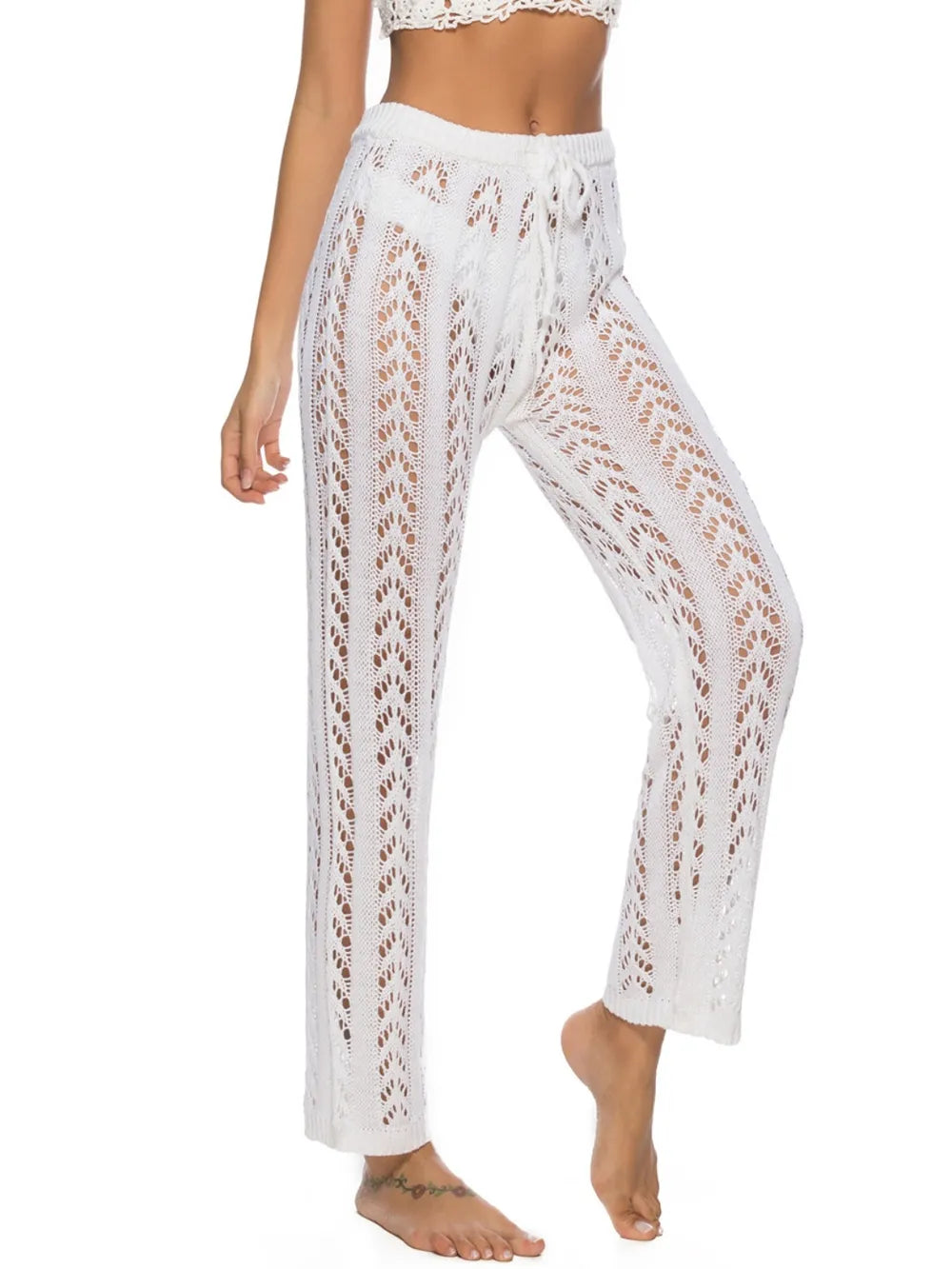 Cutout Drawstring High Waist Swim Pants - Premium Bottoms from Trendsi - Just $25! Shop now at Handbags Specialist Headquarter