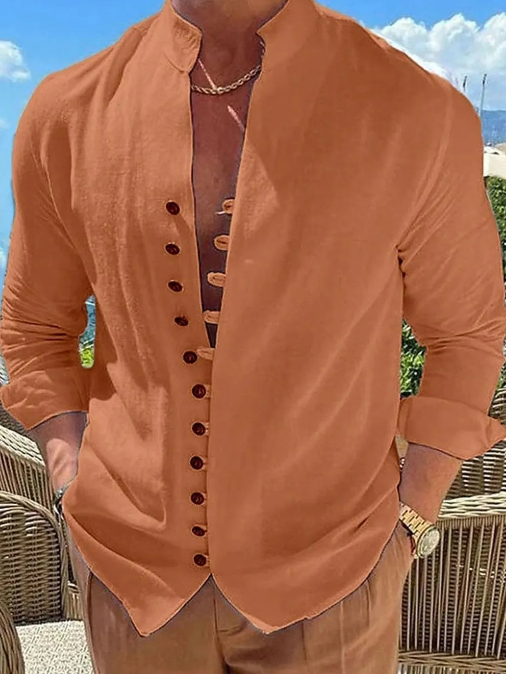 Men's Full Size Button Front Long Sleeve Shirt Plus Size - Premium Men's Shirt's from Trendsi - Just $26.08! Shop now at Handbags Specialist Headquarter