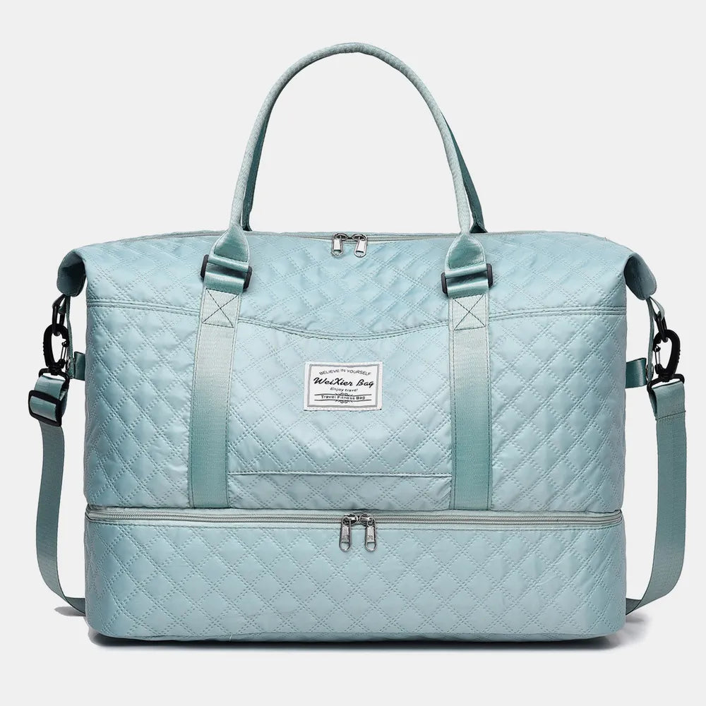 Diamond Grid Oxford Cloth Oversize Travel Bag - Premium travel-bag from Trendsi - Just $44.99! Shop now at Handbags Specialist Headquarter