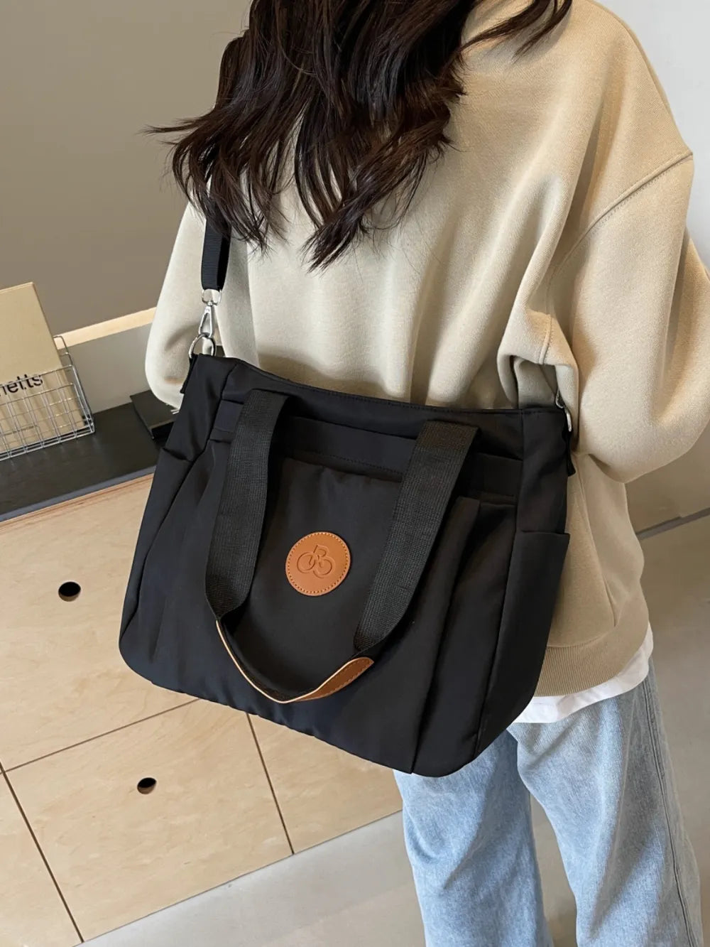 Nylon Solid Color Tote Bag - Premium Tote Bag from Trendsi - Just $31.99! Shop now at Handbags Specialist Headquarter