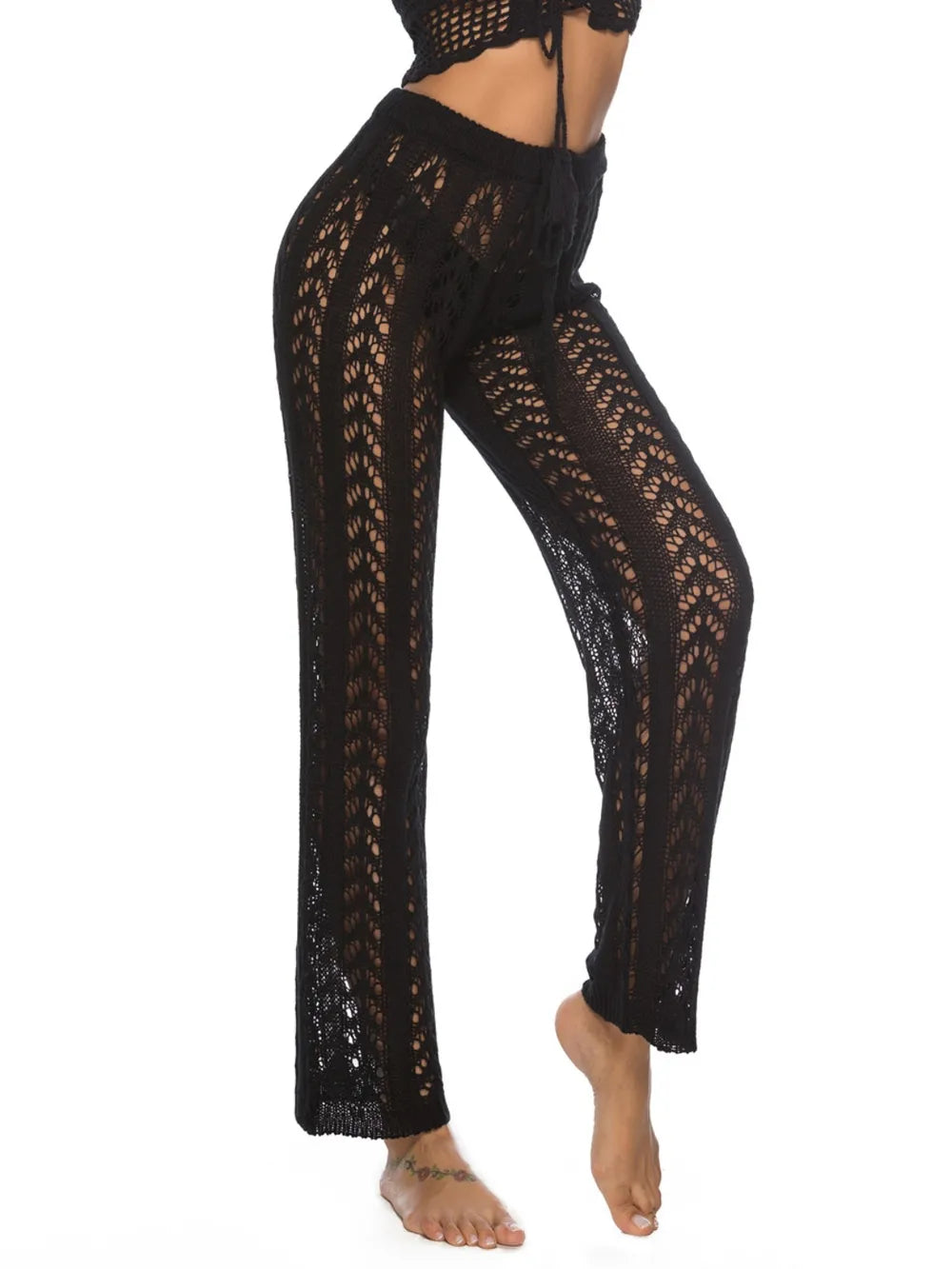 Cutout Drawstring High Waist Swim Pants - Premium Bottoms from Trendsi - Just $25! Shop now at Handbags Specialist Headquarter
