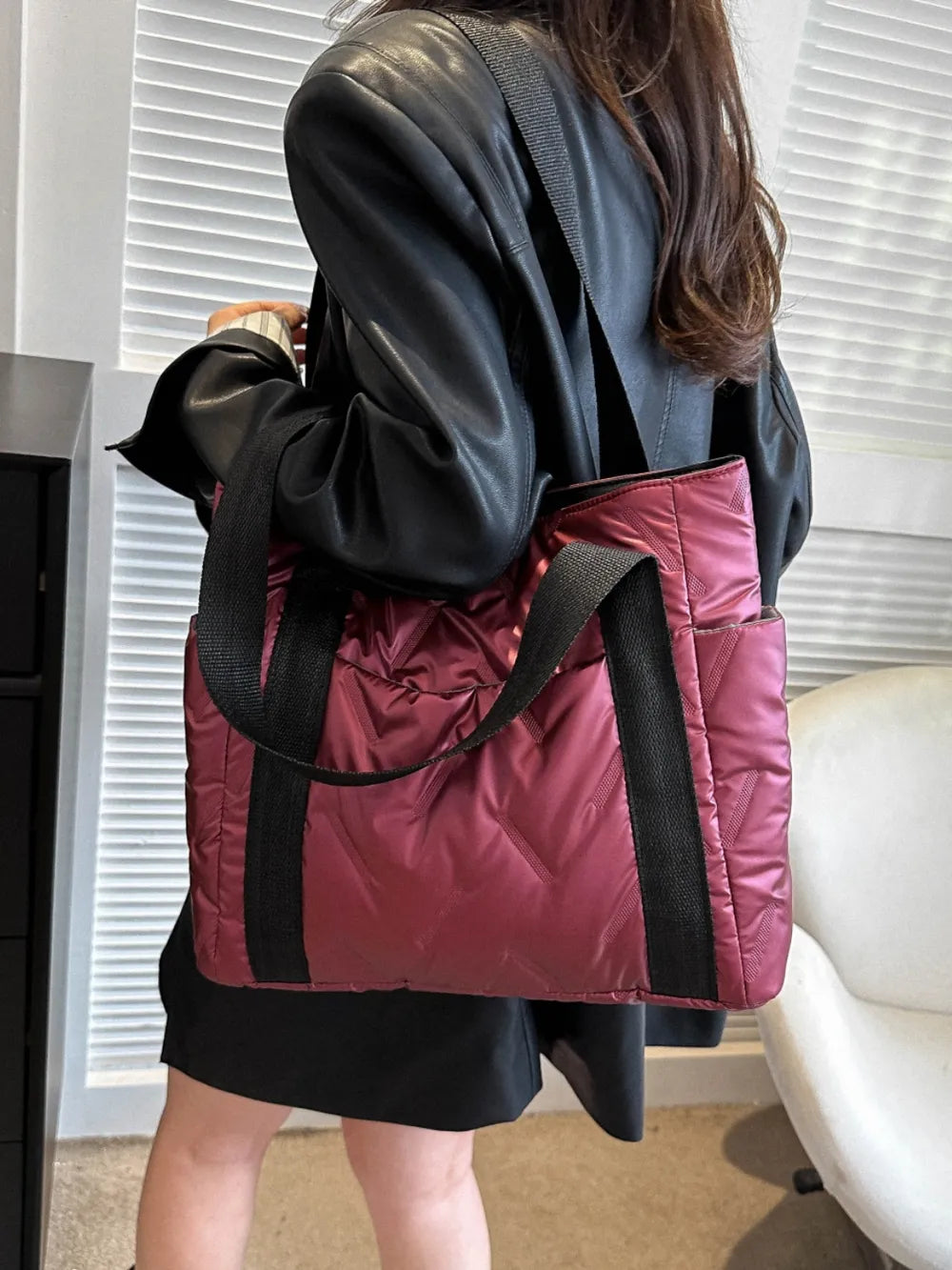 Solid Color Tote Bag with Side Pockets - Premium Tote Bag from Trendsi - Just $39.99! Shop now at Handbags Specialist Headquarter