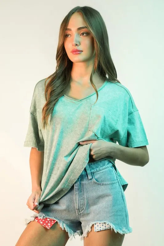 VERY J Raw Hem Pocketed Contrast Washed Denim Shorts - Premium Women / Jeans & Denim from Trendsi - Just $37.78! Shop now at Handbags Specialist Headquarter
