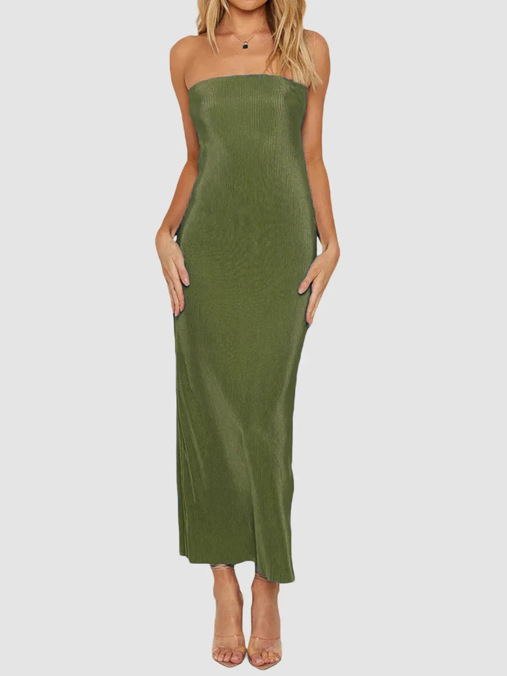 Lace-Up Back Tube Maxi Dress - Premium Maxi Dress from Trendsi - Just $29.99! Shop now at Handbags Specialist Headquarter