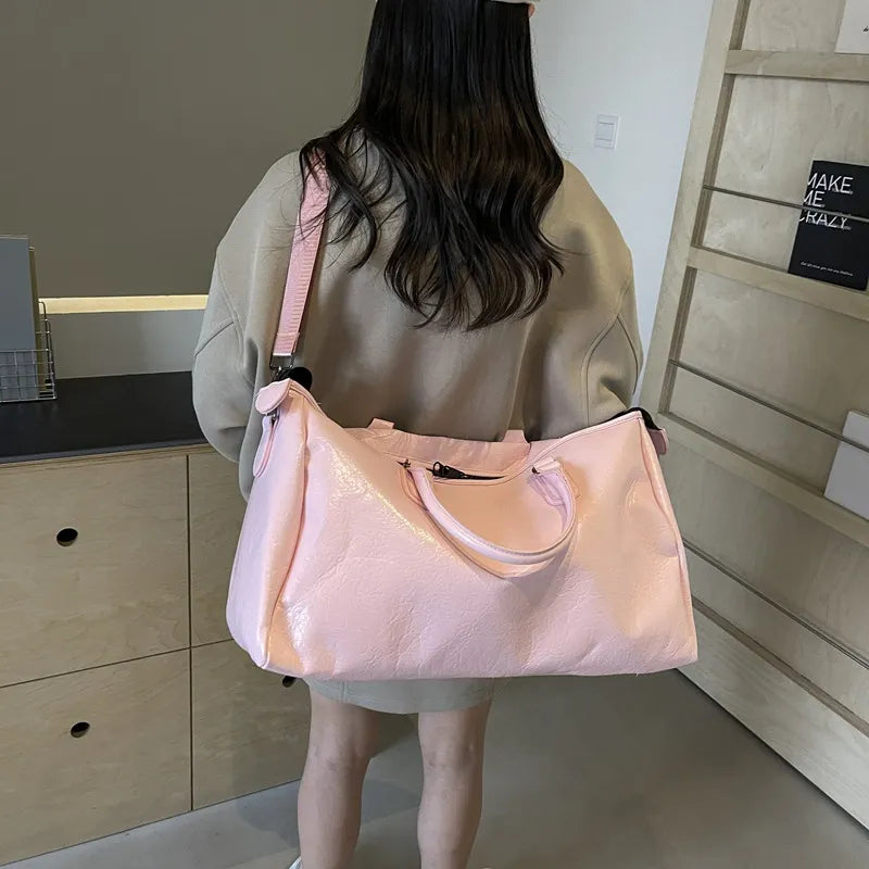 PU Leather Oversize Travel Bag - Premium travel-bag from Trendsi - Just $50.99! Shop now at Handbags Specialist Headquarter