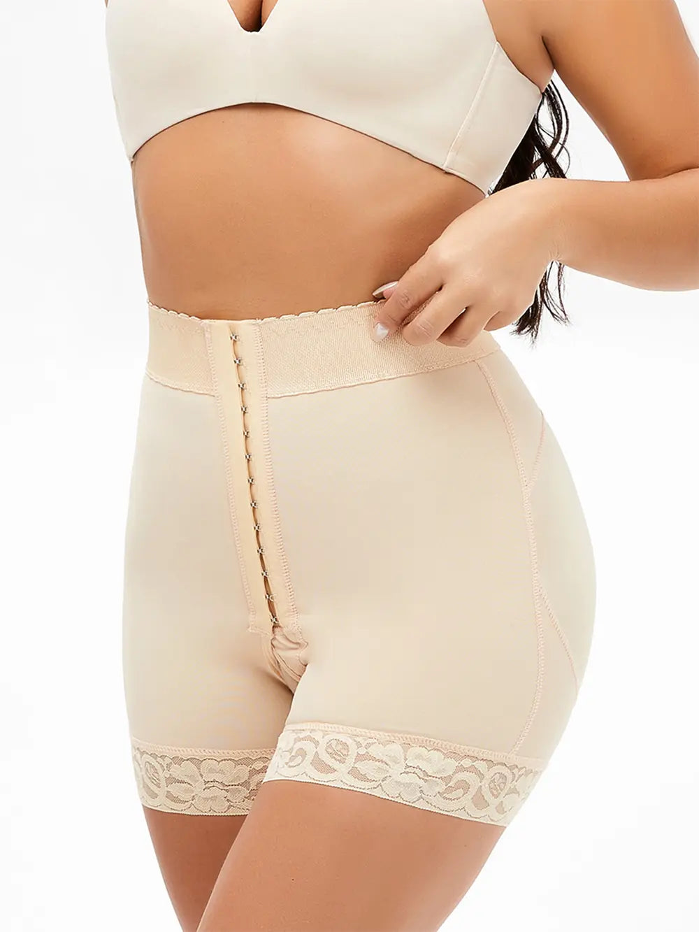 Full Size Lace Detail Hook-and-Eye Shaping Shorts - Premium Bottoms from Trendsi - Just $30! Shop now at Handbags Specialist Headquarter