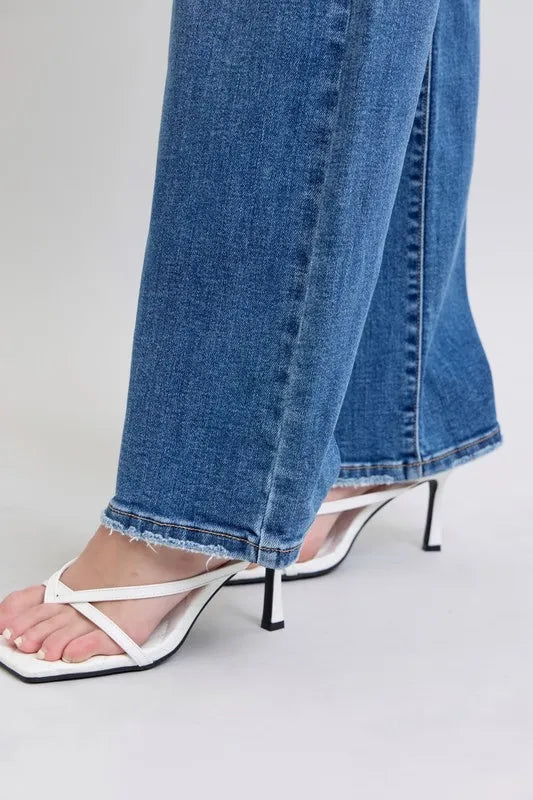Judy Blue Full Size High Waist V-Front Vintage Wash Straight Jeans Plus Size - Premium Women / Jeans & Denim from Trendsi - Just $63.99! Shop now at Handbags Specialist Headquarter
