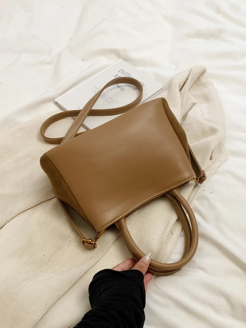 Suede Adjustable Strap Double-Use Handbag - Premium handbags from Trendsi - Just $30.99! Shop now at Handbags Specialist Headquarter