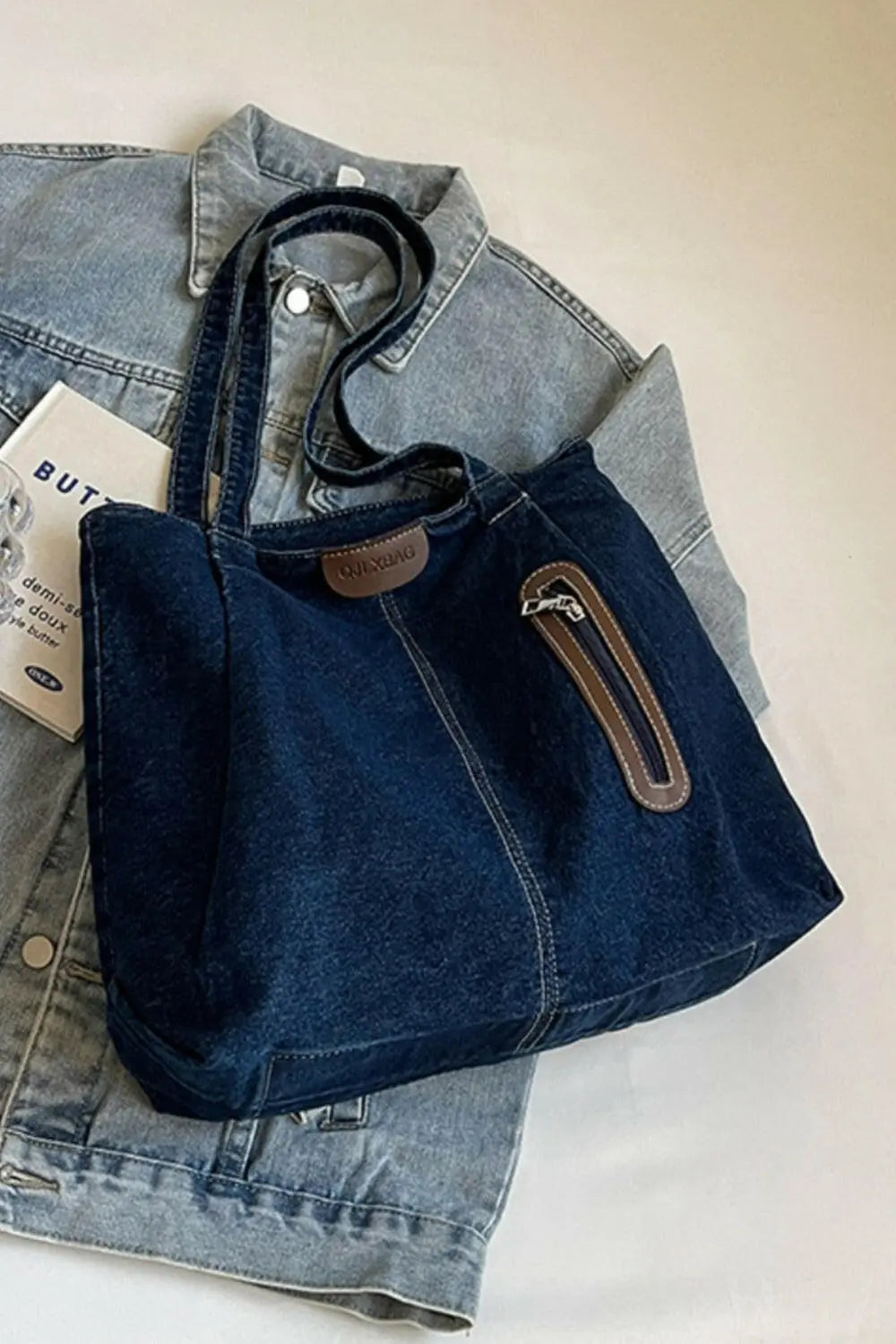 Medium Denim Tote Bag.