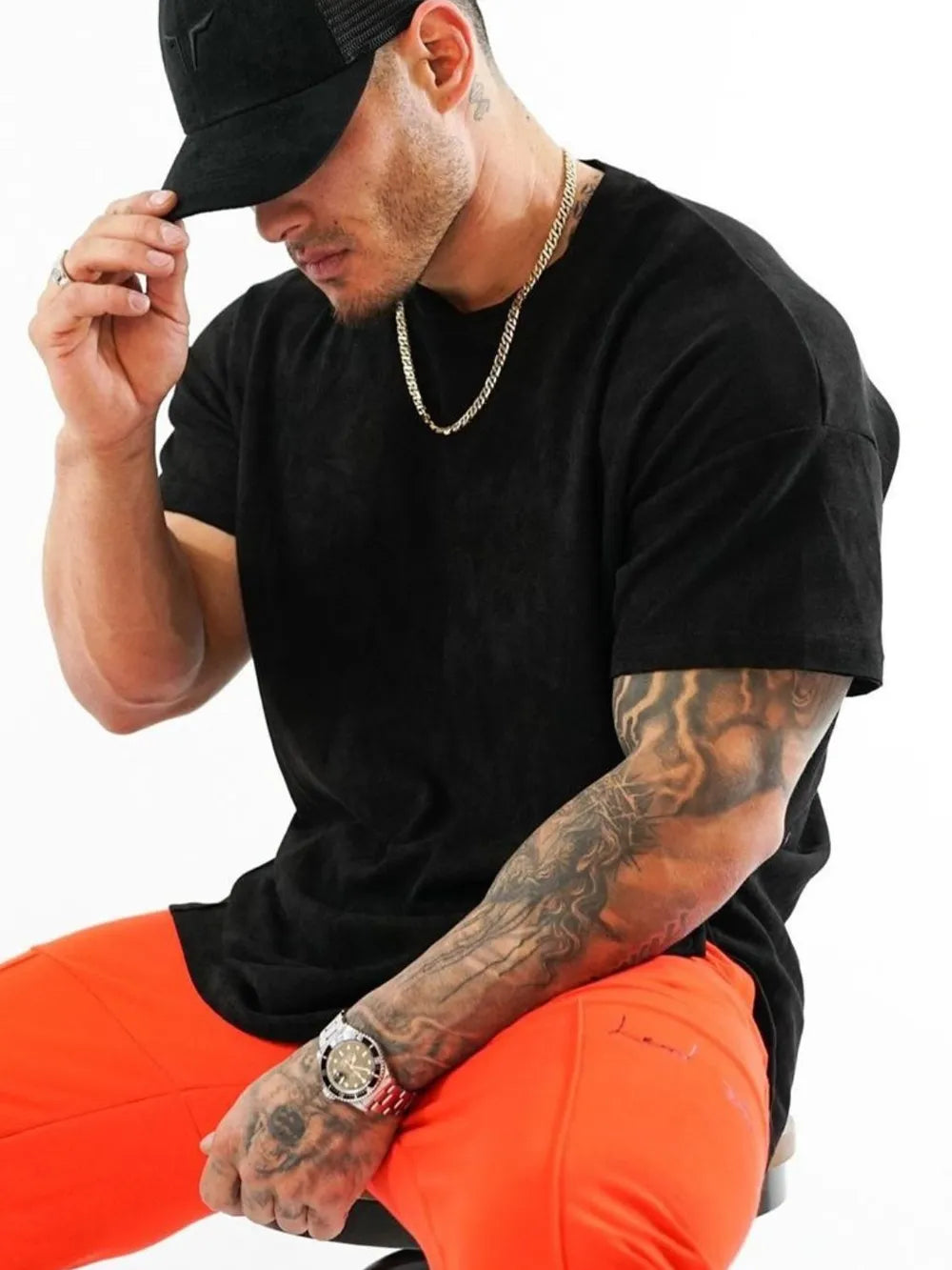 Men's Plus Size Round Neck Half Sleeve T-Shirt - Premium Men's T Shirt from Trendsi - Just $25.34! Shop now at Handbags Specialist Headquarter