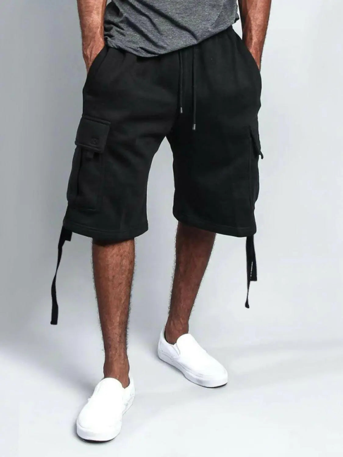 Men's Full Size Drawstring Shorts with Pockets Plus Size.