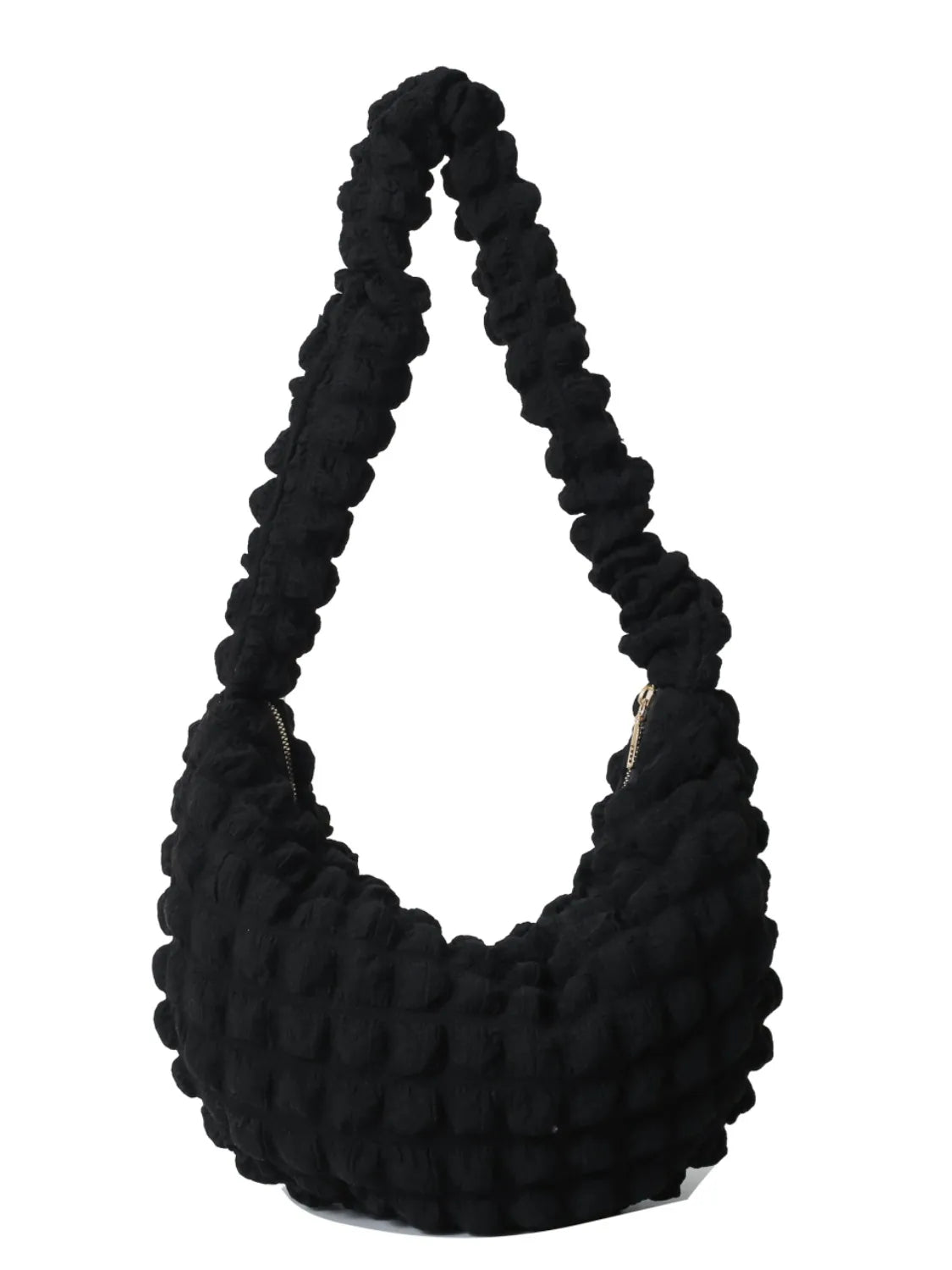 Drawstring Strap Bubble Textured Shoulder Bag.