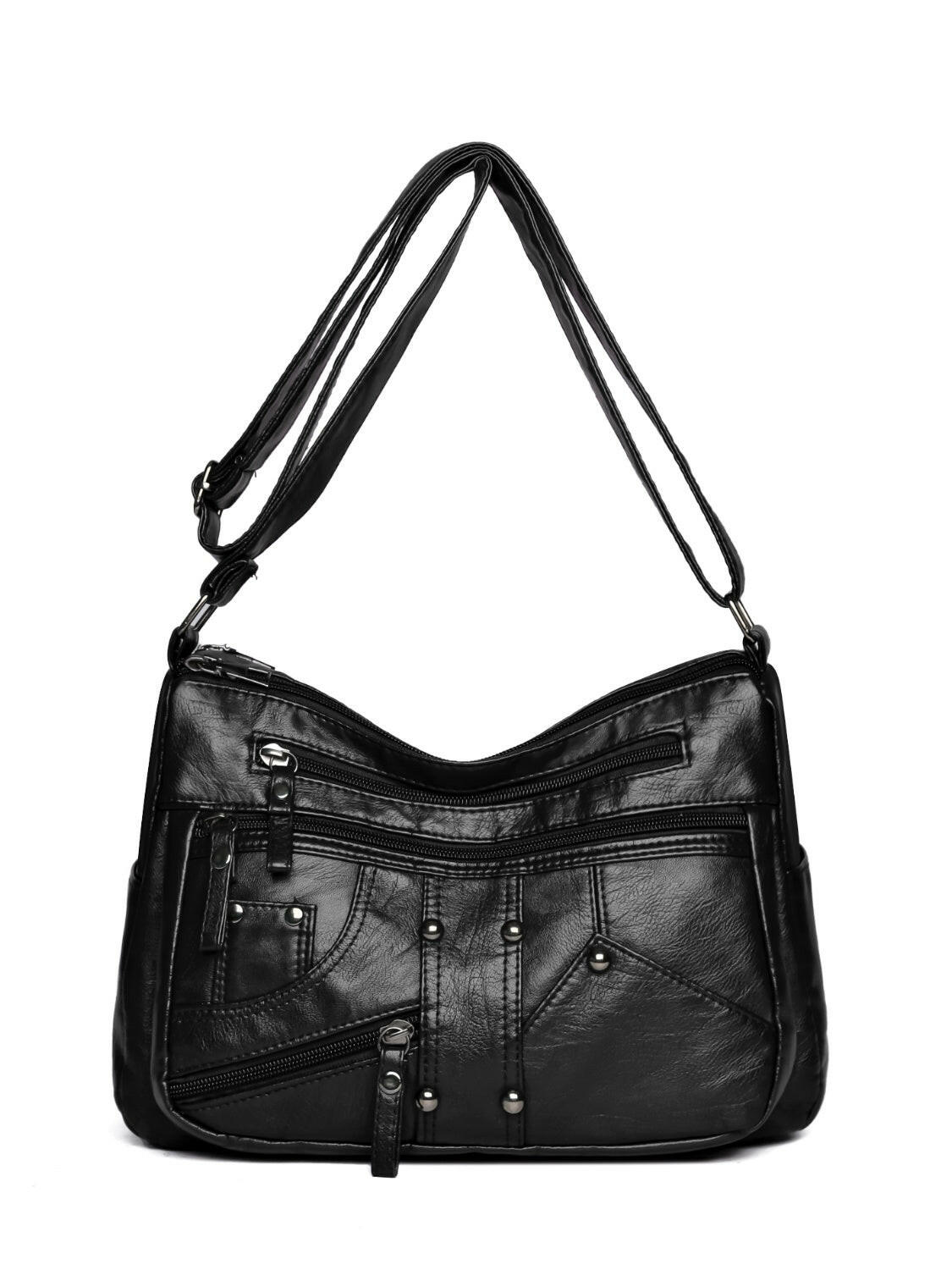 PU Leather Adjustable Strap Shoulder Bag.