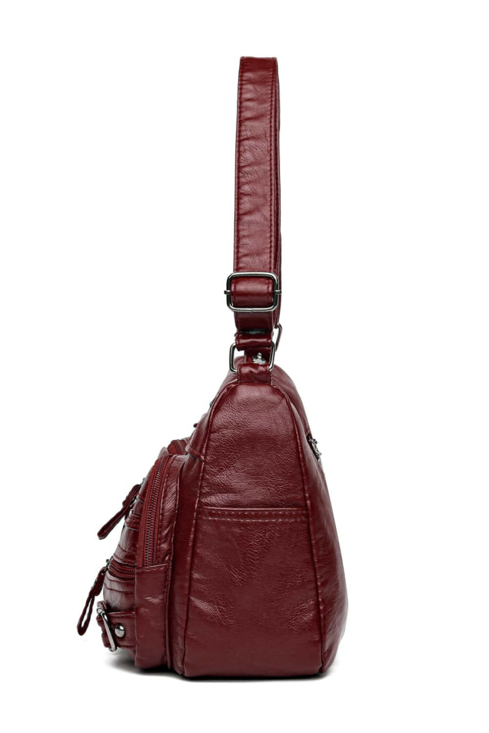 Multi-Pocket PU Leather Crossbody Bag.