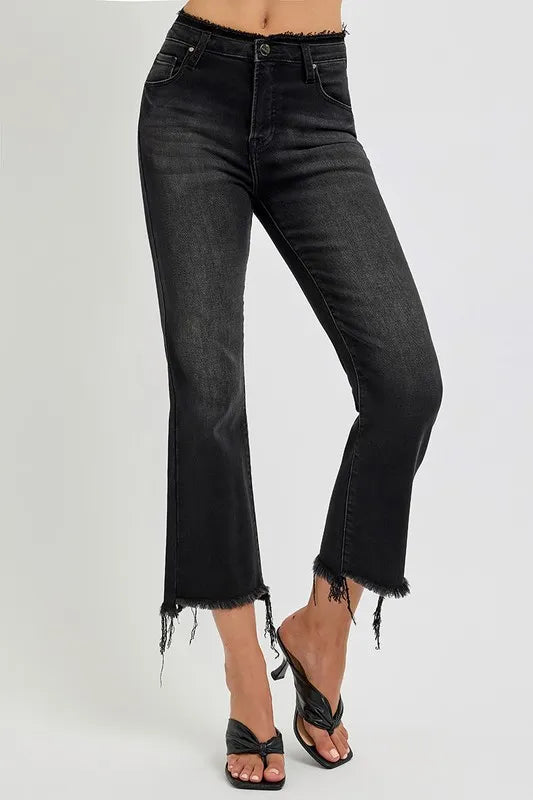 RISEN Full Size Raw Hem Cropped Flare Jeans Plus Size - Premium Women / Jeans & Denim from Trendsi - Just $48.99! Shop now at Handbags Specialist Headquarter