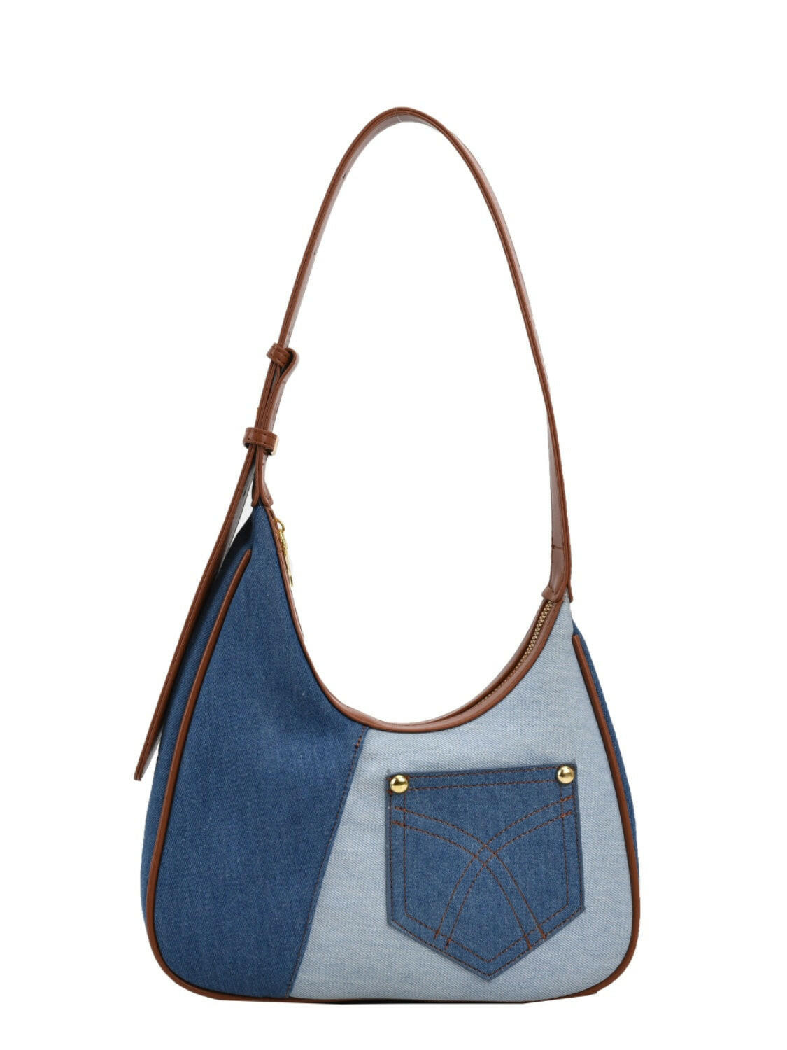 Color Block Adjustable Strap Shoulder Bag.