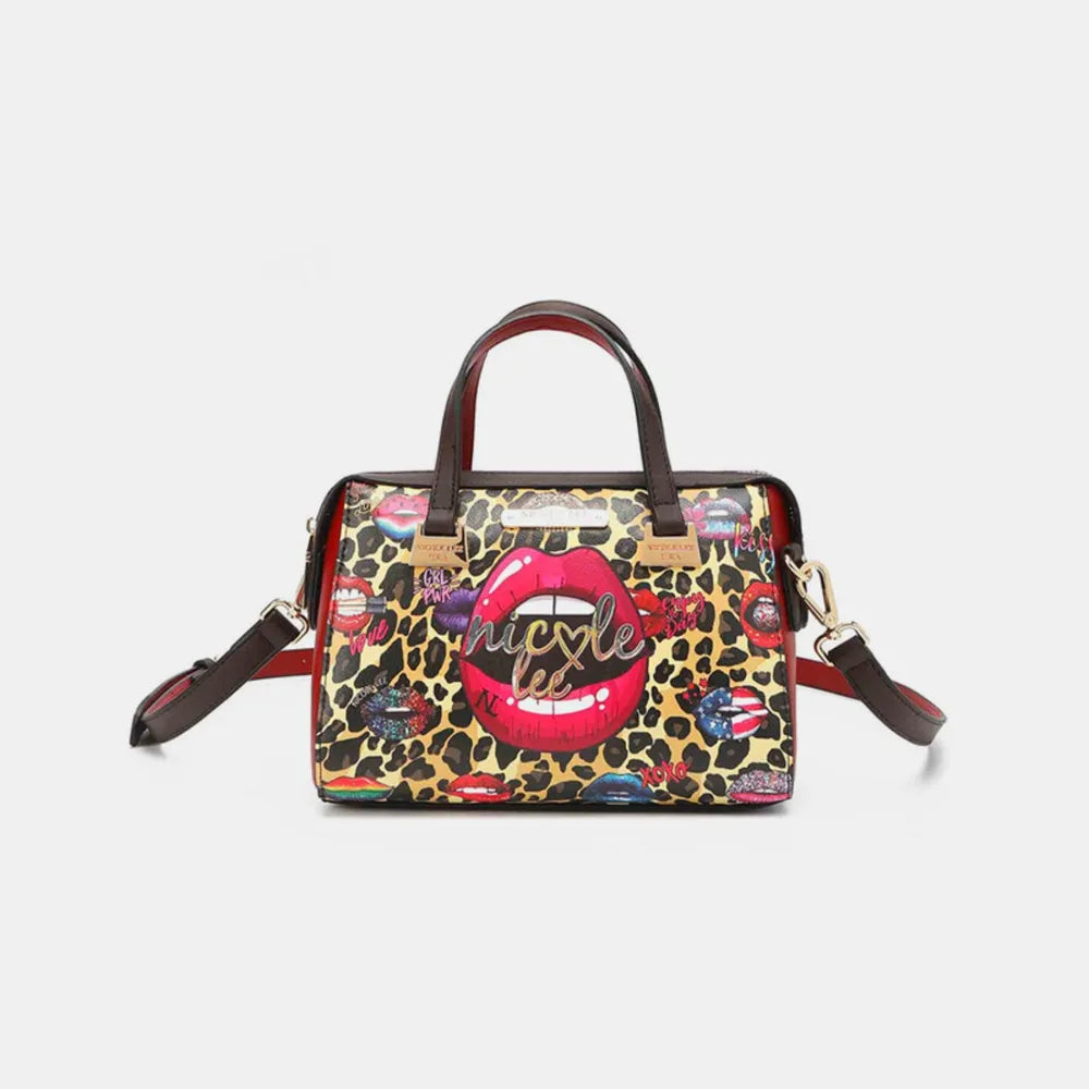 Nicole Lee USA 3-Piece Wild Lips Print Handbag Set - Premium handbags from Trendsi - Just $72.99! Shop now at Handbags Specialist Headquarter