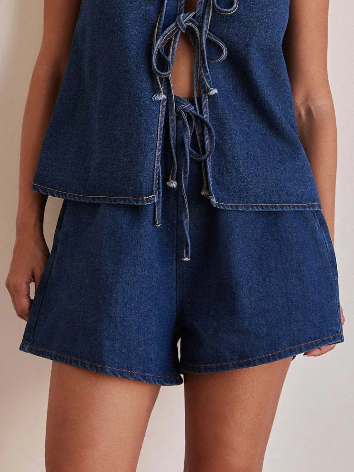 Elastic Waist Denim Shorts - Premium Women / Jeans & Denim from Trendsi - Just $24.42! Shop now at Handbags Specialist Headquarter