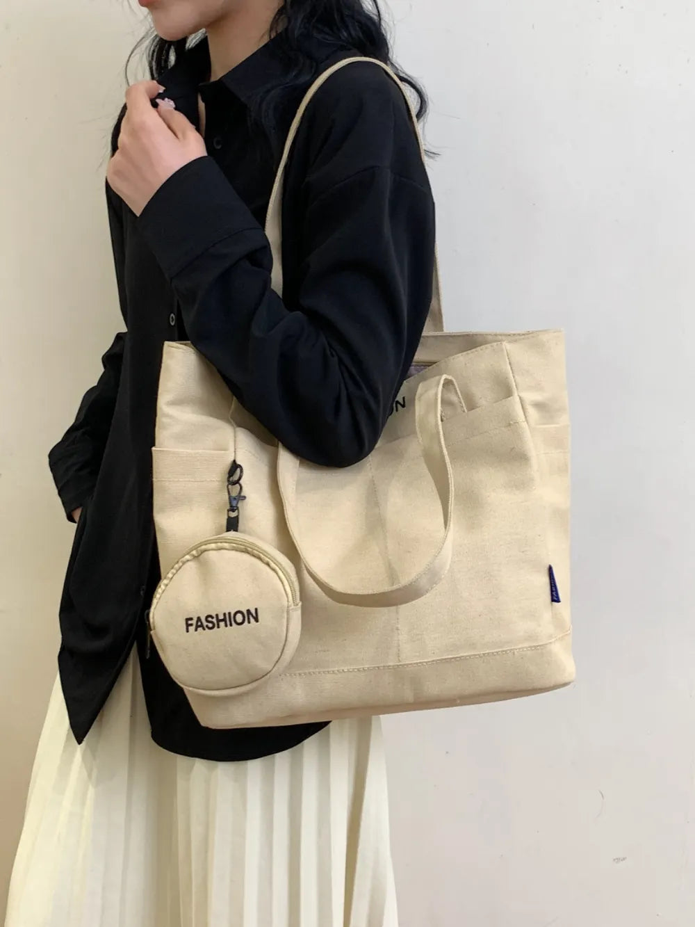 Canvas Tote Bag with Pouch - Premium Tote Bag from Trendsi - Just $39.99! Shop now at Handbags Specialist Headquarter