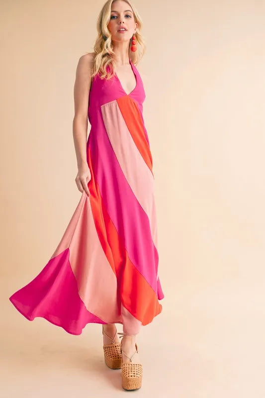 Aemi+Co Color Block Sleeveless Maxi Dress - Premium Maxi Dress from Trendsi - Just $57.99! Shop now at Handbags Specialist Headquarter