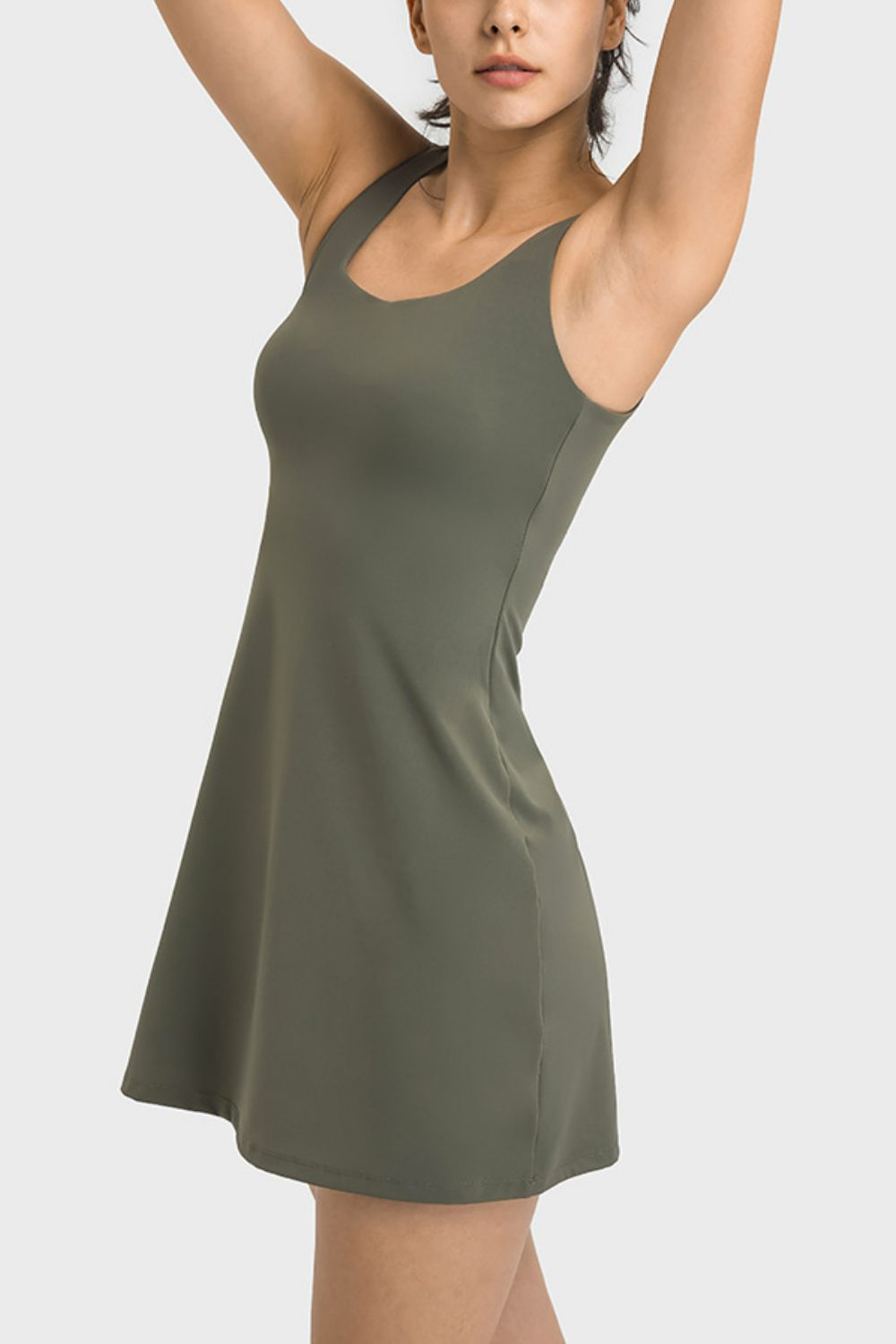 Millennia Square Neck Sports Tank Dress with Full Coverage Bottoms - Premium from Trendsi - Just $44.99! Shop now at Handbags Specialist Headquarter