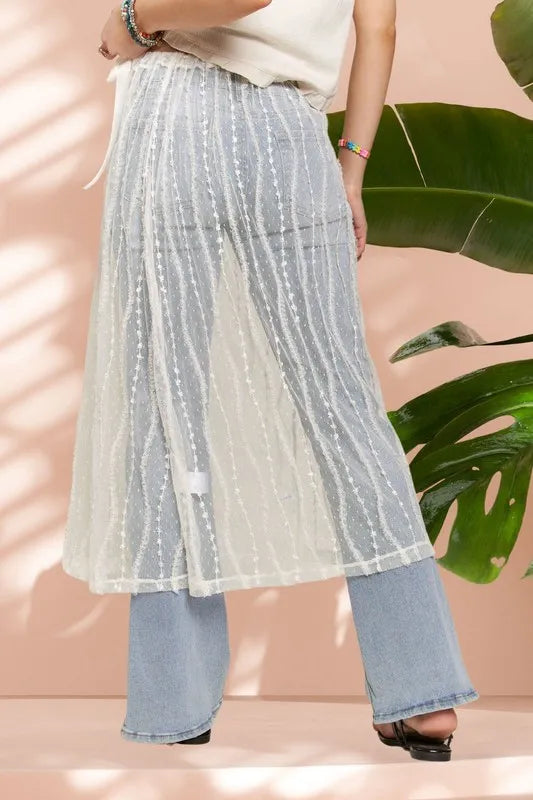 ADORA Sheer Layered Mesh Cover-Up Skirt - Premium Skirts from Trendsi - Just $26.99! Shop now at Handbags Specialist Headquarter