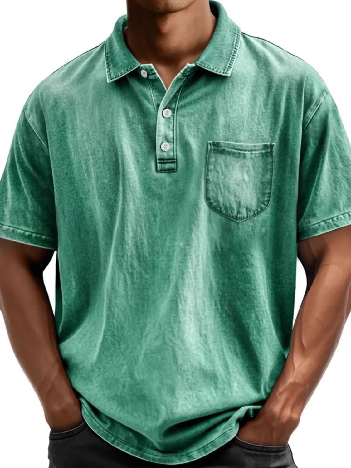 Men's Full Size Collared Neck Short Sleeve Polo Plus Size - Premium Men's T Shirt from Trendsi - Just $38.48! Shop now at Handbags Specialist Headquarter