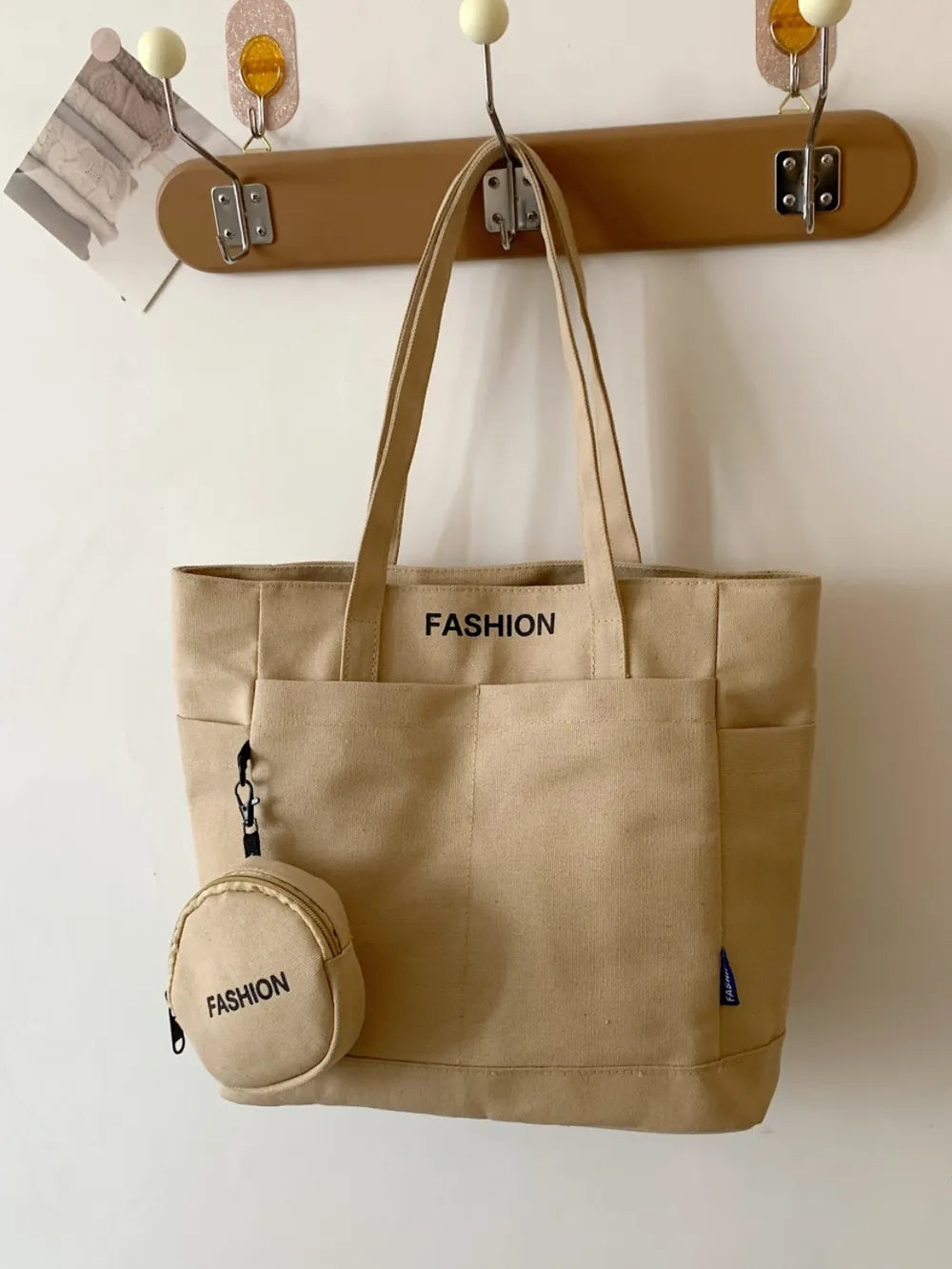 Canvas Tote Bag with Pouch - Premium Tote Bag from Trendsi - Just $39.99! Shop now at Handbags Specialist Headquarter