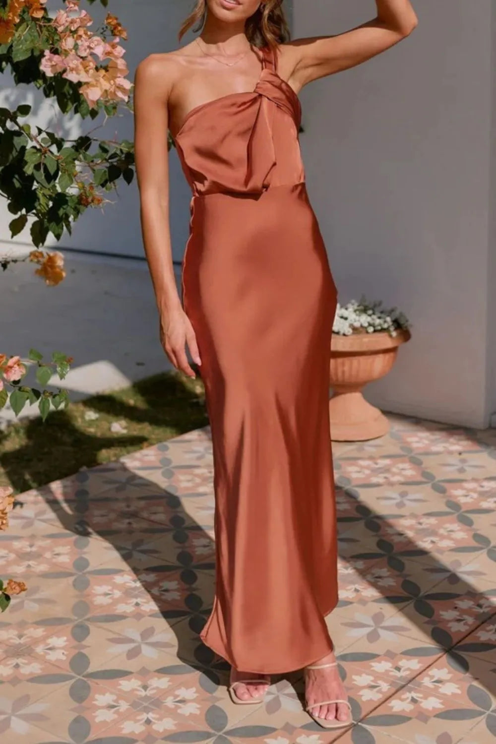 One Shoulder Sleeveless Maxi Dress - Premium Maxi Dress from Trendsi - Just $29.99! Shop now at Handbags Specialist Headquarter