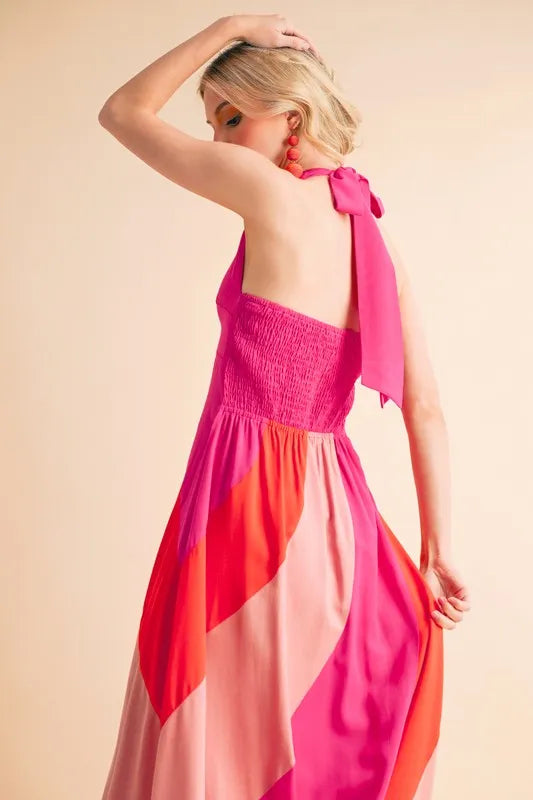 Aemi+Co Color Block Sleeveless Maxi Dress - Premium Maxi Dress from Trendsi - Just $57.99! Shop now at Handbags Specialist Headquarter