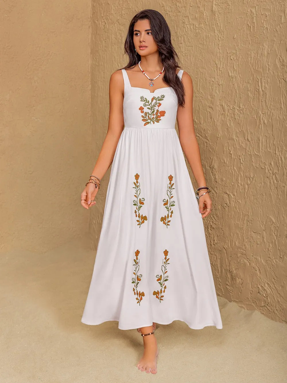 Floral Embroidered Sleeveless Maxi Dress - Premium Maxi Dress from Trendsi - Just $52.99! Shop now at Handbags Specialist Headquarter