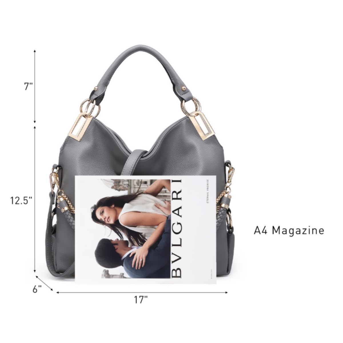 Dasein Luxe Vegan Hobo Bag with Rhinestones