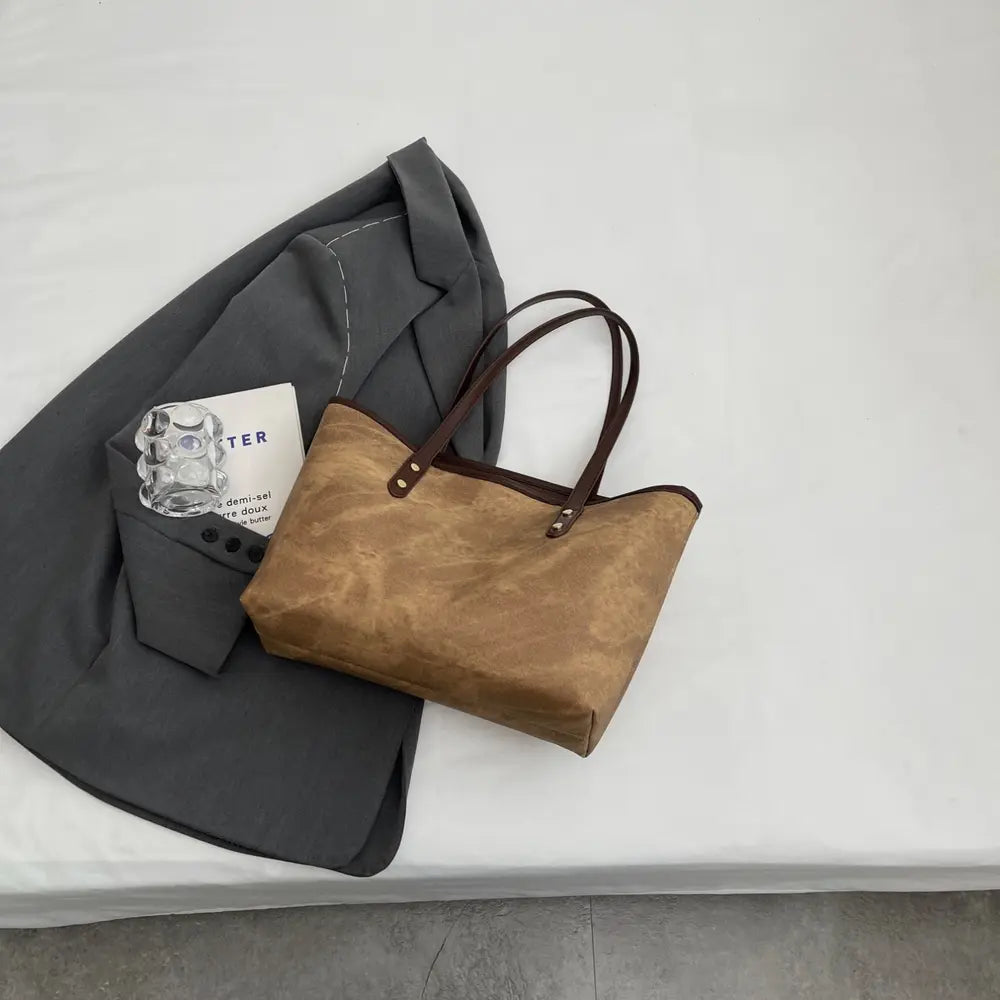 PU Leather Tote Bag - Premium Tote Bag from Trendsi - Just $32.99! Shop now at Handbags Specialist Headquarter