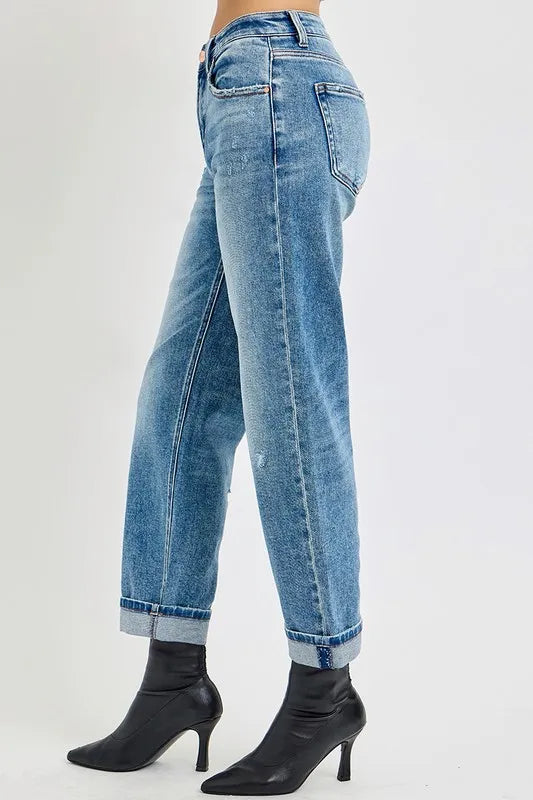 RISEN Full Size High Rise Ankle Boyfriend Distressed Jeans Plus Size - Premium Women / Jeans & Denim from Trendsi - Just $59.44! Shop now at Handbags Specialist Headquarter