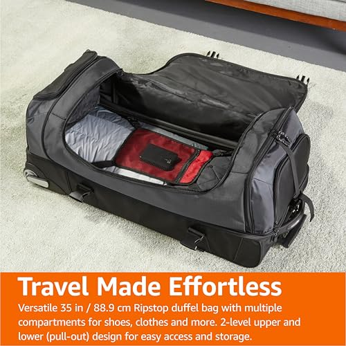 Amazon Basics 35 Large Rolling Duffle Bag, Blue
