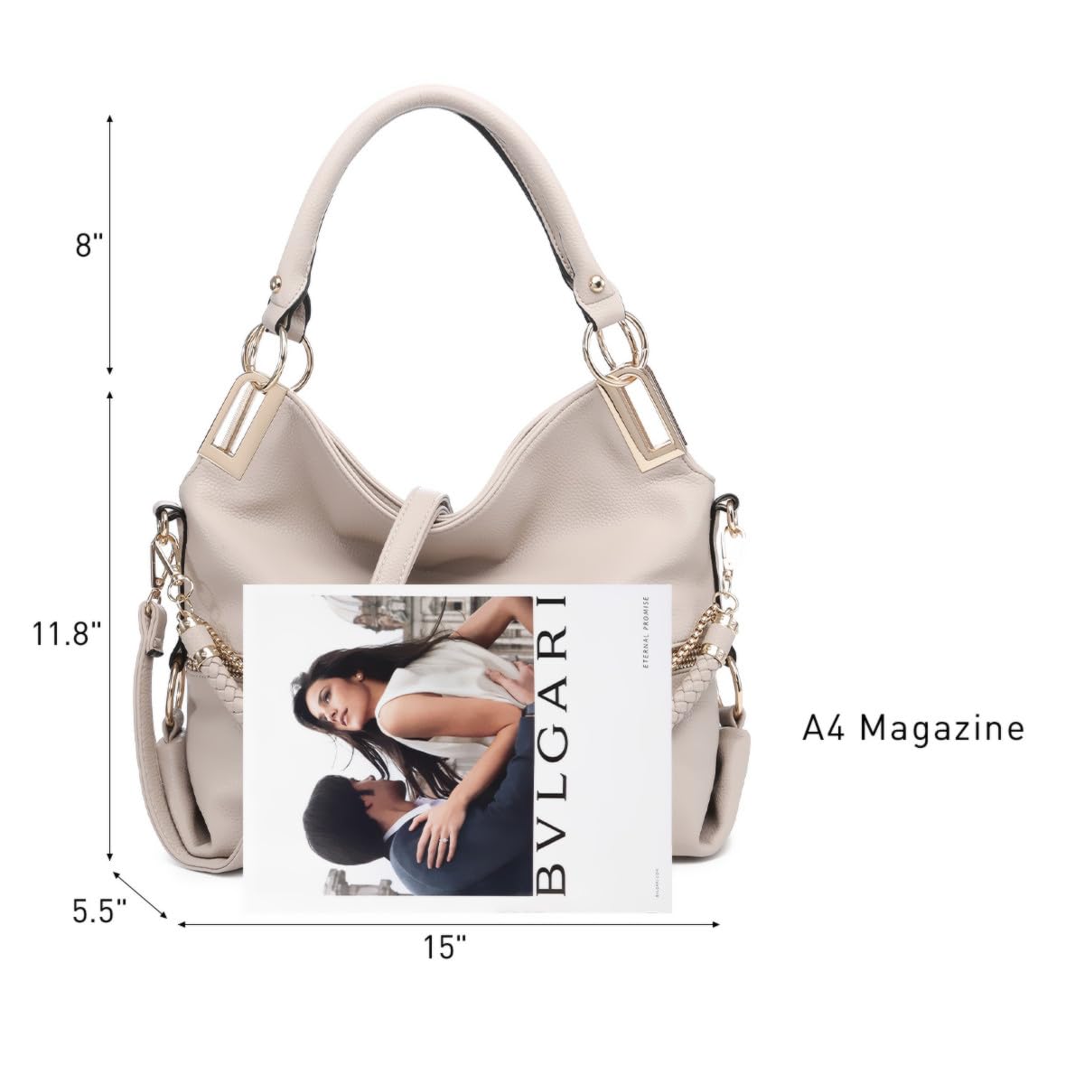 Dasein Luxe Vegan Hobo Bag with Rhinestones