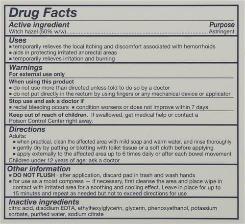 Soothing Witch Hazel Pads for Sensitive Relief, 100 Count