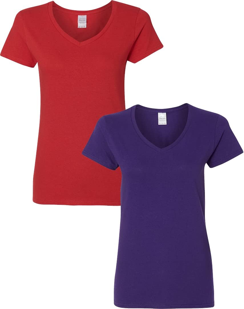 Gildan V-Neck Cotton Tee Duo for Women