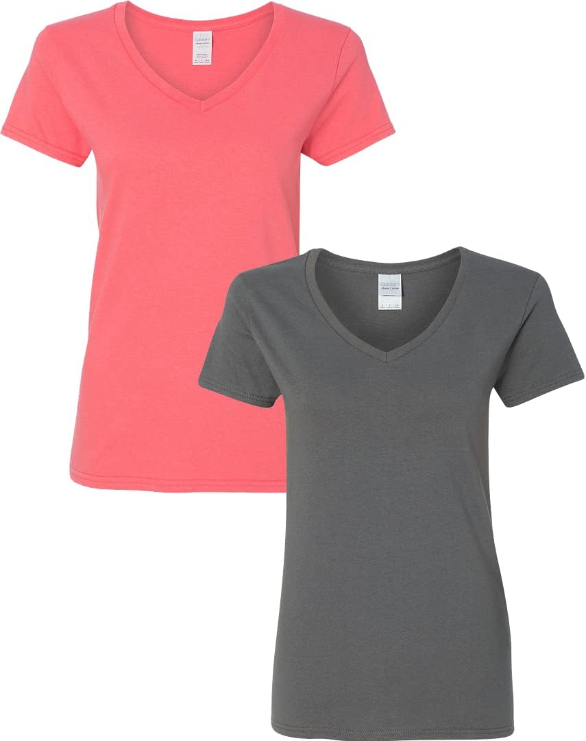 Gildan V-Neck Cotton Tee Duo for Women