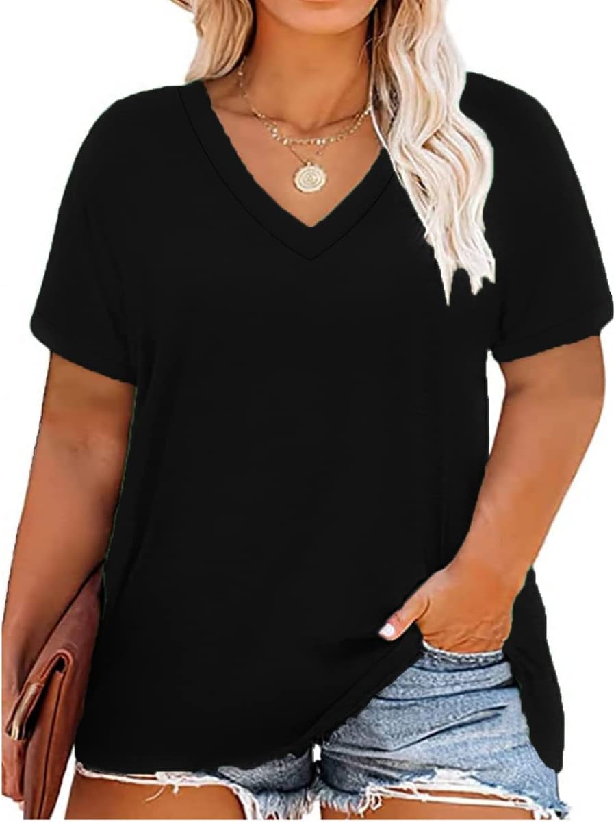 Floral V-Neck Plus Size Tunic Tops for Women