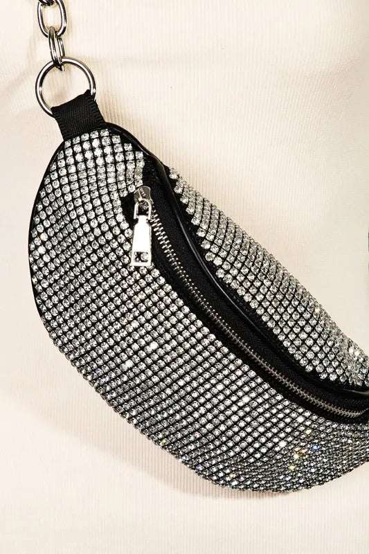 Fame Pave Rhinestone Crossbody Bag - Premium Crossbody Bag from Trendsi - Just $42.99! Shop now at Handbags Specialist Headquarter
