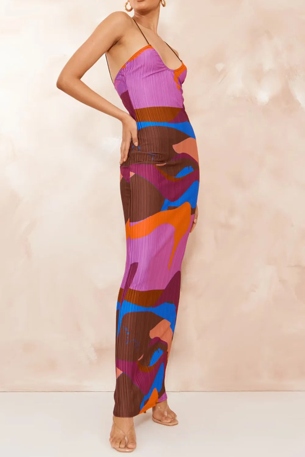 Backless Printed Maxi Cami Dress - Premium Maxi Dress from Trendsi - Just $24.99! Shop now at Handbags Specialist Headquarter