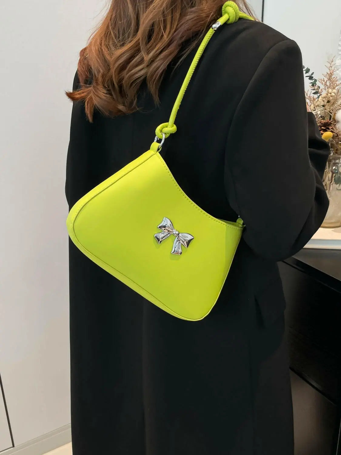 Bow PU Leather Knotted Strap Handbag - Premium Tote Bag from Trendsi - Just $20.62! Shop now at Handbags Specialist Headquarter