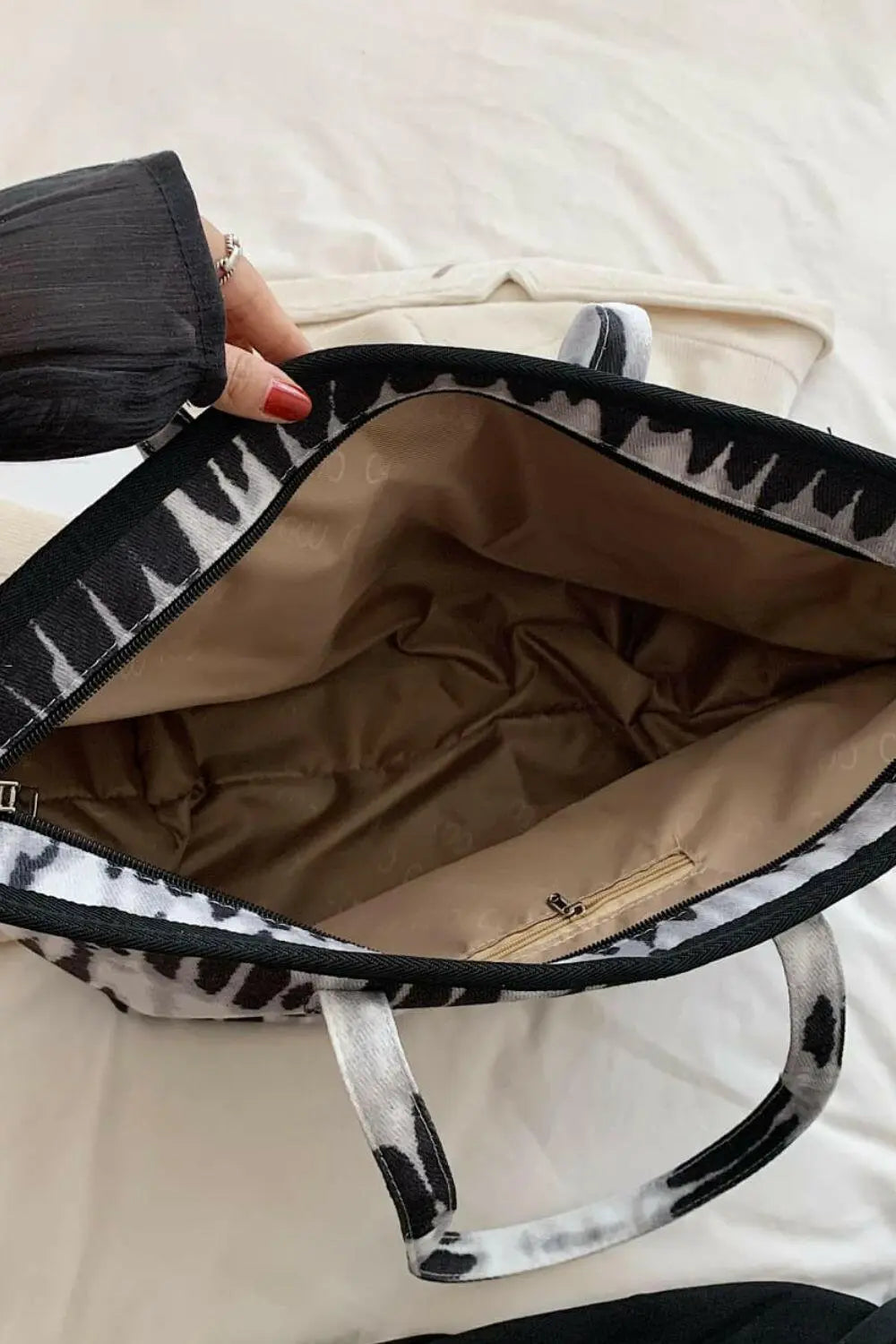 Printed PU Leather Tote Bag.
