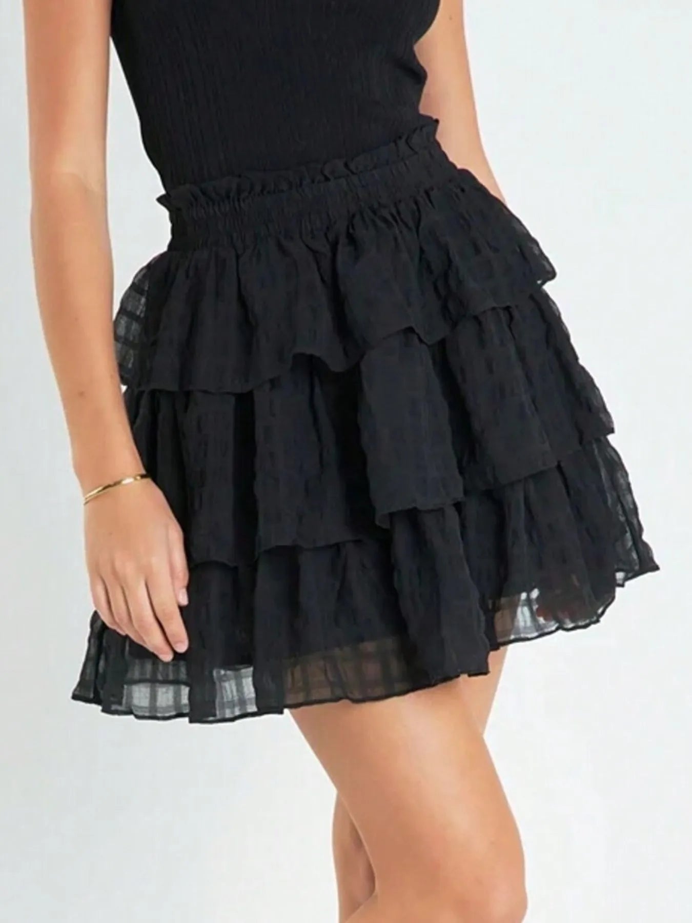 Ruffle Layered Mini Skirt - Premium Skirts from Trendsi - Just $37.99! Shop now at Handbags Specialist Headquarter