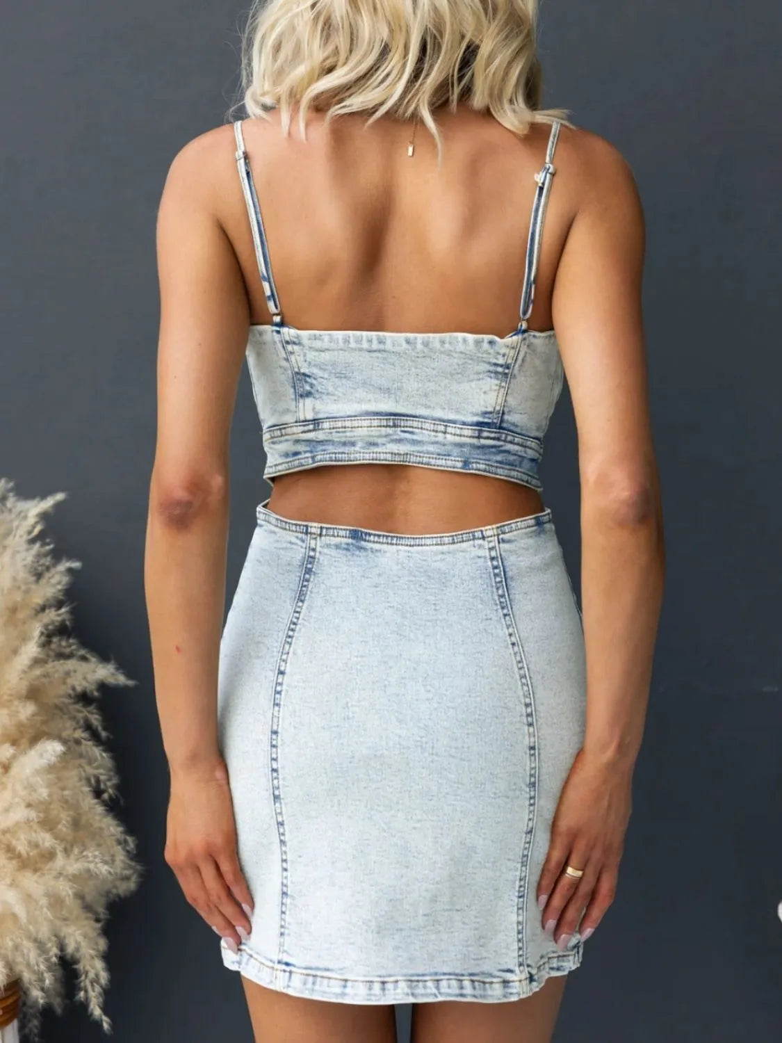 Cutout Back Sweetheart Neck Denim Cami Dress - Premium Women / Jeans & Denim from Trendsi - Just $44.74! Shop now at Handbags Specialist Headquarter